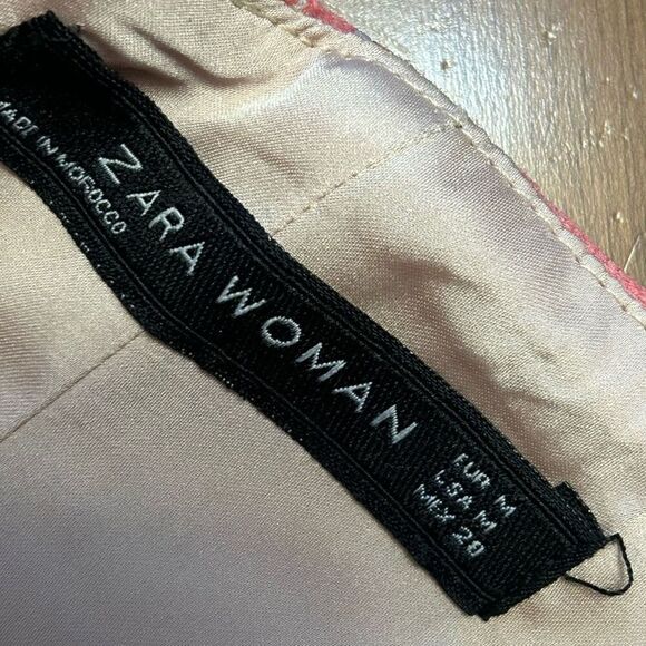 Zara women's strapless peplum lace tulip pink dress size medium - Picture 2 of 6